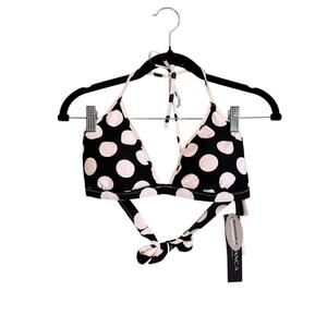 La Blanca Women’s String Reversible Bikini Top Black and White Size 10 NWT